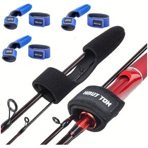 Fishing Pole Straps,Hook&Loop Fishing Belts,Fishing Ties For Casting Rods,Spinning Rods,Fly Rods.10Pcs,(Red)