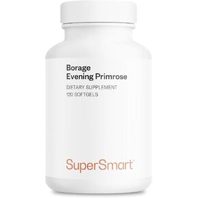 Supersmart - Borage & Evening Primrose (High Potency) - GLA Oil Gamma Linolenic Acid Cold Pressed - with Vitamin E, Borage Oil & Evening Primrose Oil Supplement | Non-GMO & Gluten Free - 120 Softgels