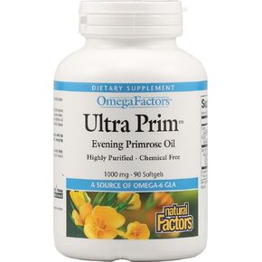 Natural Factors Ultra Prim Evening Primrose Oil 1000mg, A Natural Source of Omega-6 GLA, 90 Softgels