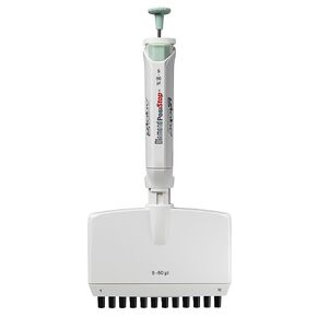 LTS Compatible Pipette, Diamond PosiStop, Fully Autoclavable, 12-Channel Pipettor, Adjustable Volume, 5-50ul, Green