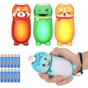 4 Pack Small Mini LED Flashlight for Kids - Cute Animal Flashlight - 2 in 1 Lantern Flashlight - Christmas Gifts Stocking Stuffers for Girls Boys
