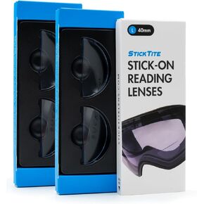 StickTite - Large 40mm Stick-on bifocal lens instantly converts Ski goggles and Dive masks into magnified bifocals