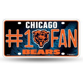Rico Industries NFL #1 Fan Metal License Plate Tag, Chicago Bears