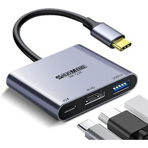 USB C to HDMI Adapter (8K30Hz/4K144Hz) 3-in-1 Multiport AV Converter with USB C, USB 3.0 and HDMI Port compatible with MacBook Pro/Air, Switch, steam deck, rog ally iphone, iPad, Galaxy, etc
