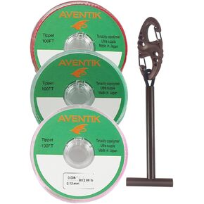 Aventik Tippet Leader Fly Line 3 عبوات مع حامل Tippet قسط كوبوليمر أعلى قوة عقدة رطبة فائقة القوة ومرنة منخفضة الذاكرة يطير الصيد باس الكارب المياه المالحة 30M / بكرة 0X 1X 2X 3X 4X 5X 6X