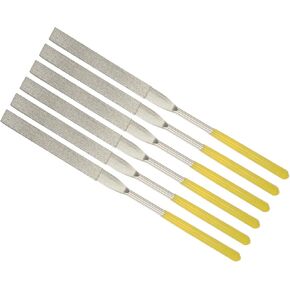 Diamond Coated Needle File, | 4.5mm Shank 180mm Length|, Diamond Flat Files Sharpening Tool - (Applications: for Metal Glass Stone), 6-Pieces