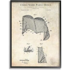 Stupell Industries Sports Hockey Goal Diagram Blueprint Patent Text, Design by Karl Hronek