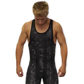 GO EARN IT Mens American Eagle/Black Flag Singlet - Youth Wrestling Singlet and Mens Wrestling Singlets