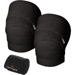Lift Tech Pro Knee Wraps, Black, One Size