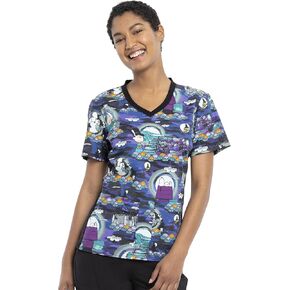 Tooniforms Women Scrubs Top V-Neck Knit Panel TF636