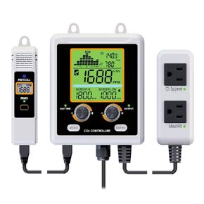 CO2 Controller Carbon Dioxide Control CO2 Meter Day and Night NDIR CO2 Sensor Dual Control Function with 15ft Remote CO2 Sensor for Grow Room, Grow Tent, Greenhouse