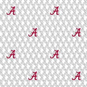 University of Alabama Cotton Fabric by Sykel-Licensed Alabama Crimson Tide White Block Letter Cotton Fabric