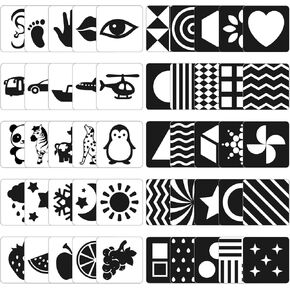 High Contrast Baby Flash Cards: 50 Pages Black and White Visual Stimulation Flashcards with Colors for Newborns 3-6 Months, Brain Development Toys for Infant