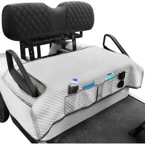 Golf Cart Seat Covers for EZGO, Club Car, Enhanced Quality Material, 50.2''x 29.7'', Easy to Install and Clean, 4 Convenient Pockets, Gray Golf Cart Seat Blanket, Double Non-Slip