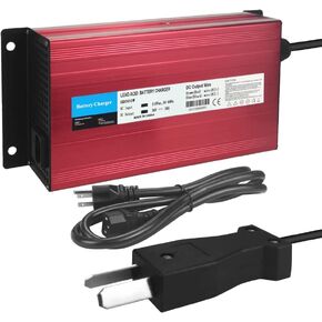36V 18A Golf Cart Battery Charger with Crowsfoot Style Connector Crows Foot Plug, Red Aluminum Shell