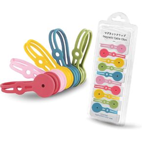 Magnetic Cord Organizer Cute Colors, 10-Pack Silicone Magnetic Cable Ties Wire Winder Magnet Ties For Office Desk Nightstand Drawer USB Charging Cable Management (5 Colors)