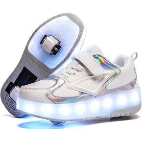 Ylllu Kids LED Roller Skate Shoes with Double Wheel Light up Roller Shoes Gift for Girls Boys Children