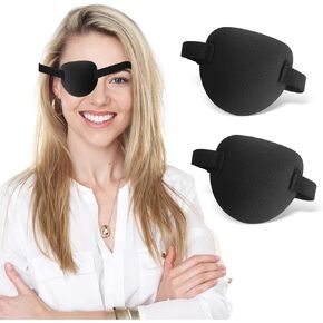 2 pcs 3D Black Eye Patches for Adults Kids,Adjustable Medical Eye Patch, Soft Eyepatch for Left or Right Eye
