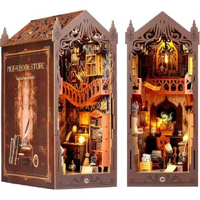 مجموعة مصغرة من Book Nook DIY، ألغاز خشبية ثلاثية الأبعاد، ديكور إدراج رف الكتب، بناء التجميع للبالغين، هدية فريدة لعيد الميلاد وعيد الميلاد والمكتبة