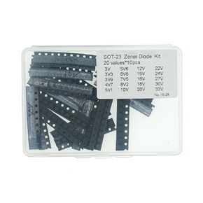 20values*10PCS=200PCS SOT-23 Zener Diode Including(3V 3V3 3V9 4V7 5V1 5V6 6V8 7V5 8V2 10V 12V 15V 16V 18V 20V 22V 24V 27V 30V 33V)