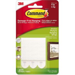 3M Command Medium Picture Hanging Strips, 3/pk