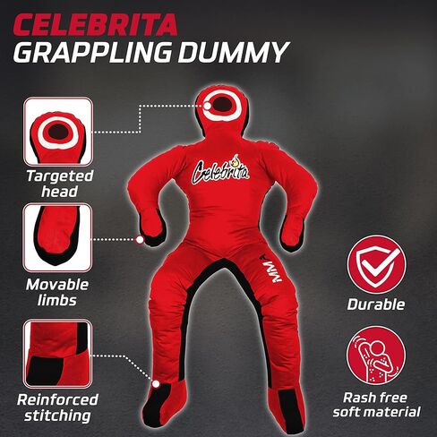 دمية الجودو للتثقيب - وضعية الجلوس والأيدي الأمامية MMA382 (اختر الدمية الخاصة بك) (قماش-أحمر، 70 بوصة حتى 55 كجم/121 رطلاً) in Kuwait