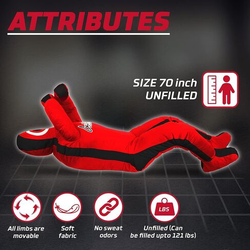 دمية الجودو للتثقيب - وضعية الجلوس والأيدي الأمامية MMA382 (اختر الدمية الخاصة بك) (قماش-أحمر، 70 بوصة حتى 55 كجم/121 رطلاً) in Kuwait