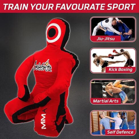 دمية الجودو للتثقيب - وضعية الجلوس والأيدي الأمامية MMA382 (اختر الدمية الخاصة بك) (قماش-أحمر، 70 بوصة حتى 55 كجم/121 رطلاً) in Kuwait