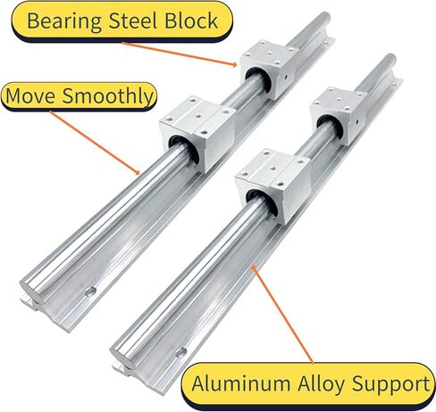 2 قطعة دليل عمود الحركة الخطية 20 مم × 1000 مم مجموعة شرائح تحمل خطية مع 4 قطع محامل كتلة SCS20UU + 4 قطع دعم السكك الحديدية الألومنيوم SK20 مجموعة الحركة الخطية مجموعات أجزاء CNC للطابعة ثلاثية الأبعاد، DIY، CNC in Kuwait