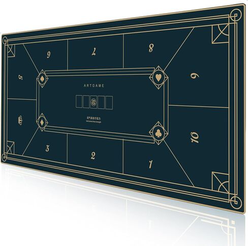 ARTGAME Texas Hold'em Poker Mat | Portable Poker Table Top, 45'' Round, Water Repellent, Noise Reduction, Family Entertainment, Casino,Blue in Saudi Arabia