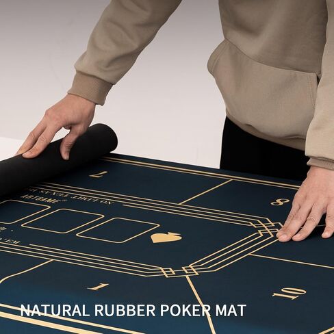 ARTGAME Texas Hold'em Poker Mat | Portable Poker Table Top, 45'' Round, Water Repellent, Noise Reduction, Family Entertainment, Casino,Blue in Saudi Arabia