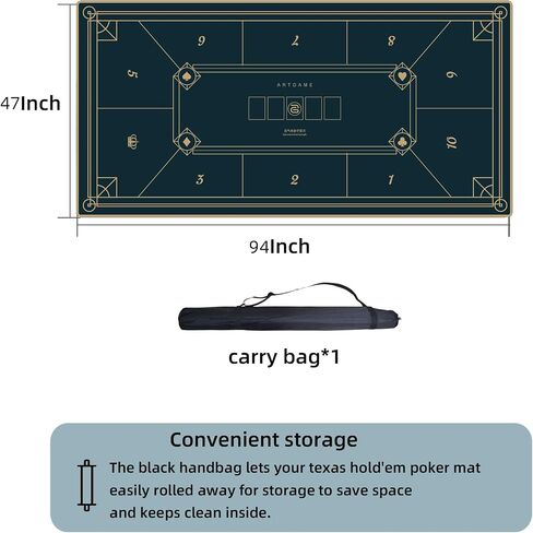 ARTGAME Texas Hold'em Poker Mat | Portable Poker Table Top, 45'' Round, Water Repellent, Noise Reduction, Family Entertainment, Casino,Blue in Saudi Arabia