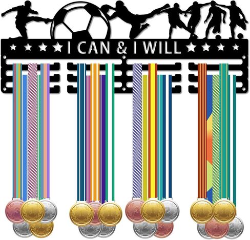CREATCABIN Gymnastics Medal Hanger Display Medal Holder Rack Sports Metal Hanging Athlete Awards Iron Wall Mount Decor Over 60 Medals for Women Competition Ribbon Medals Medalist 15.7x5.9Inch-Star in Saudi Arabia
