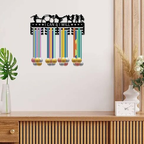 CREATCABIN Gymnastics Medal Hanger Display Medal Holder Rack Sports Metal Hanging Athlete Awards Iron Wall Mount Decor Over 60 Medals for Women Competition Ribbon Medals Medalist 15.7x5.9Inch-Star in Saudi Arabia