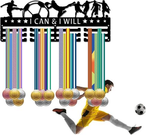 CREATCABIN Gymnastics Medal Hanger Display Medal Holder Rack Sports Metal Hanging Athlete Awards Iron Wall Mount Decor Over 60 Medals for Women Competition Ribbon Medals Medalist 15.7x5.9Inch-Star in Saudi Arabia