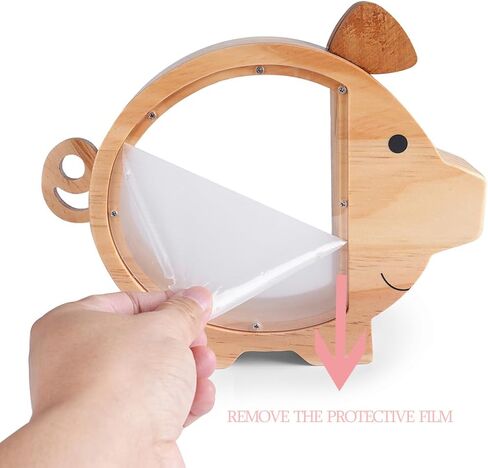 Kids Wooden and Acrylic Combi Piggy Bank Boys and Girls Cute Money Savings Box Wood Coin Bank Room Deco Ornaments(Single Acrylic) in Saudi Arabia