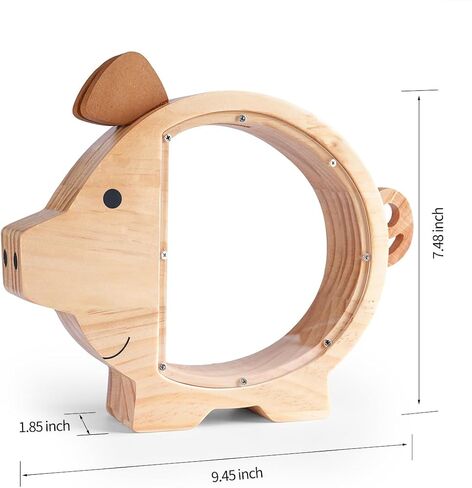 Kids Wooden and Acrylic Combi Piggy Bank Boys and Girls Cute Money Savings Box Wood Coin Bank Room Deco Ornaments(Single Acrylic) in Saudi Arabia