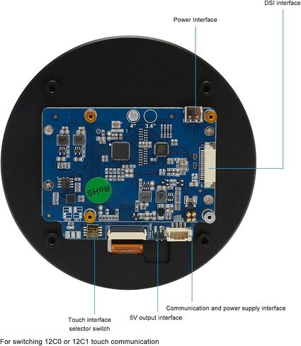 شاشة لمس دائرية، 4 بوصة بدقة 720 × 720 بكسل، تحكم باللمس سعوي 10 نقاط، شاشة LCD شفافة DSI مع تصفيح كامل لـ 4B 3B 3A CM3+ 4 in Saudi Arabia