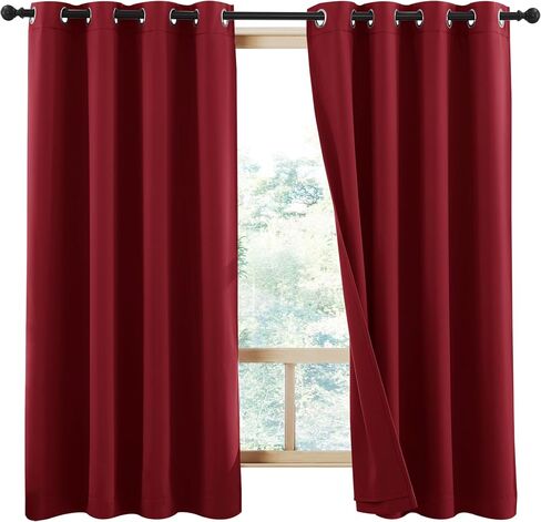 NICETOWN 100% Blackout Warm Curtain Panels for Winter, Thermal Insulated Lined Curtains for Nursery Room, Noise Reducing and Cold Blocking Drapes for Kis' Room Windows (Set of 2, Sea Teal, W42 x L63) in Saudi Arabia