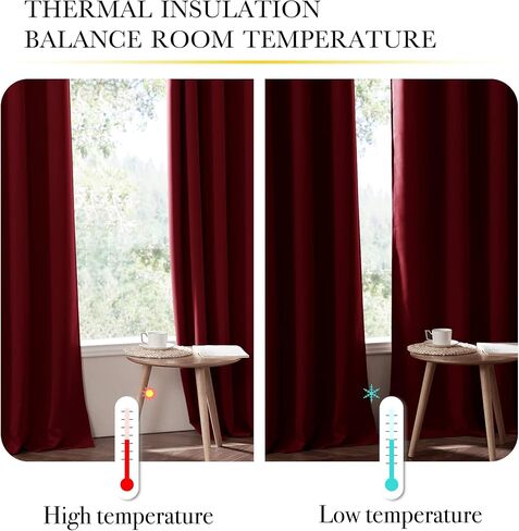 NICETOWN 100% Blackout Warm Curtain Panels for Winter, Thermal Insulated Lined Curtains for Nursery Room, Noise Reducing and Cold Blocking Drapes for Kis' Room Windows (Set of 2, Sea Teal, W42 x L63) in Saudi Arabia
