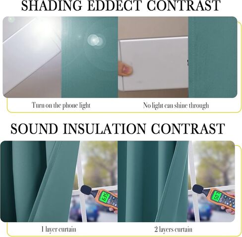 NICETOWN 100% Blackout Warm Curtain Panels for Winter, Thermal Insulated Lined Curtains for Nursery Room, Noise Reducing and Cold Blocking Drapes for Kis' Room Windows (Set of 2, Sea Teal, W42 x L63) in Saudi Arabia