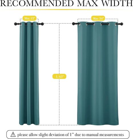 NICETOWN 100% Blackout Warm Curtain Panels for Winter, Thermal Insulated Lined Curtains for Nursery Room, Noise Reducing and Cold Blocking Drapes for Kis' Room Windows (Set of 2, Sea Teal, W42 x L63) in Saudi Arabia