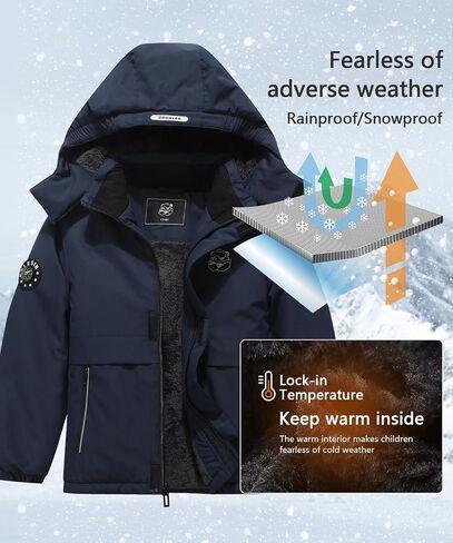 Kid's Waterproof Ski Jacket Warm Winter Coat Boys Snowboarding Jackets Outdoor in Saudi Arabia
