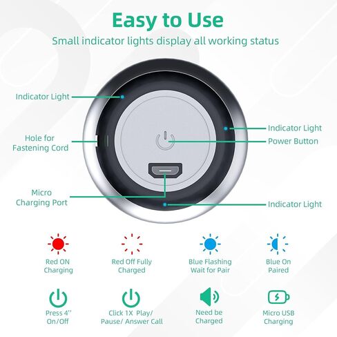 SEVENKA 2 Mini Speakers, 3W Portable Small Speaker with Strap, Water Resistant, Wireless Stereo Pairing, Rechargeable Metal Mini Bluetooth Speakers for Phone, Tablet, PC, Camping, Hiking-Red in Kuwait