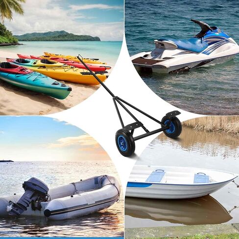 سعة تحميل القارب دوللي 420 رطل، محرك مقطورة من الفولاذ الكربوني مع ارتفاع وخطاف قابلين للتعديل 96 بوصة - 116 بوصة، إطارات هوائية 16 بوصة، عجلة عالمية، مقطورة دوللي قابلة للتعديل لتحريك قوارب الكاياك in Kuwait