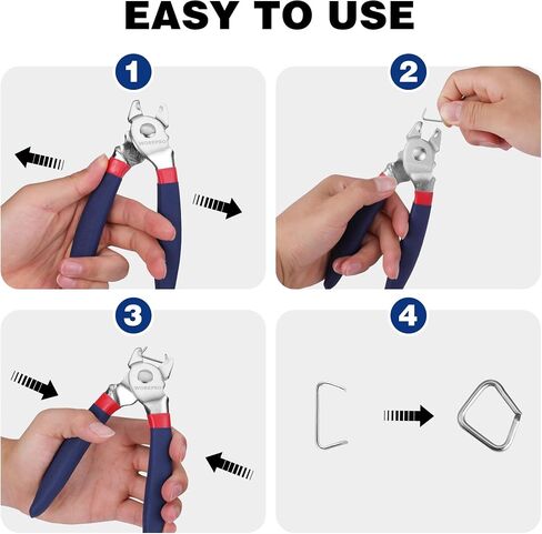 WORKPRO Bent Hog Ring Pliers with 500 Pcs 3/4" Hog Rings, Galvanized Steel Hog Rings Perfect for Furniture Upholstery, Auto Upholstery, Meat & Sausage Casings in Saudi Arabia