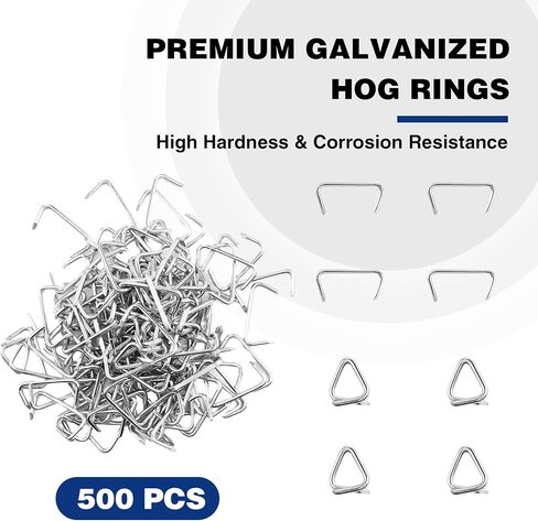 WORKPRO Bent Hog Ring Pliers with 500 Pcs 3/4" Hog Rings, Galvanized Steel Hog Rings Perfect for Furniture Upholstery, Auto Upholstery, Meat & Sausage Casings in Saudi Arabia