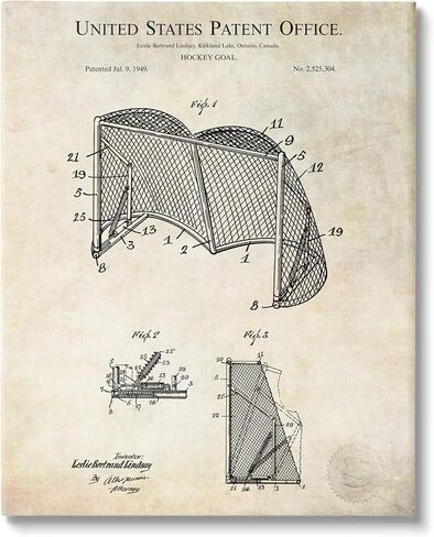 Stupell Industries Sports Hockey Goal Diagram مخطط نص براءة الاختراع، تصميم كارل هرونيك in Saudi Arabia