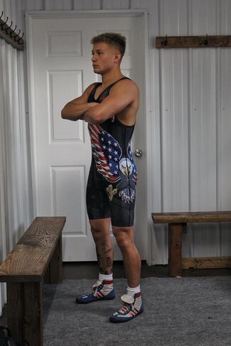 GO EARN IT للرجال American Eagle/Black Flag Singlet - مصارعة الشباب الفردية والرجال المصارعة الفردية in Saudi Arabia