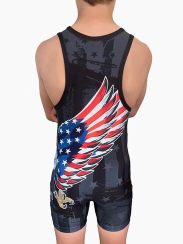 GO EARN IT للرجال American Eagle/Black Flag Singlet - مصارعة الشباب الفردية والرجال المصارعة الفردية in Saudi Arabia